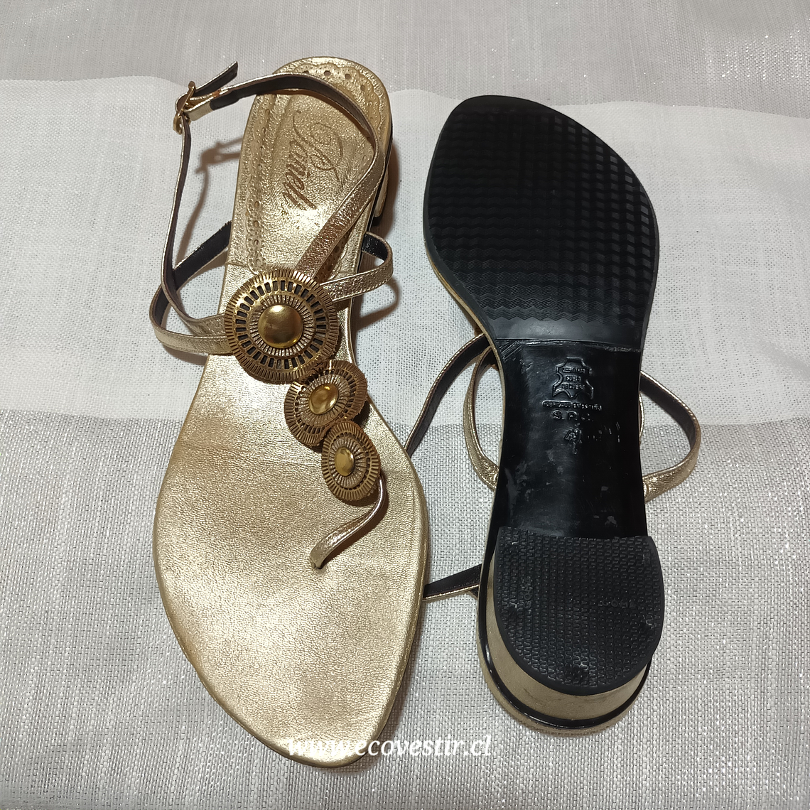 SANDALIA DORADO MUJER PAÑELLA N°41  4