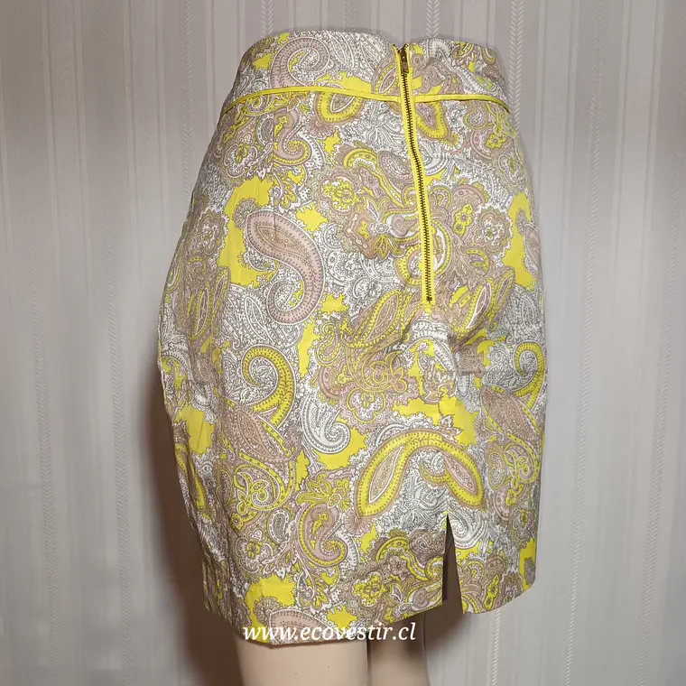Falda H&M Mujer Estampada Paisley Amarilla Talla 44 4