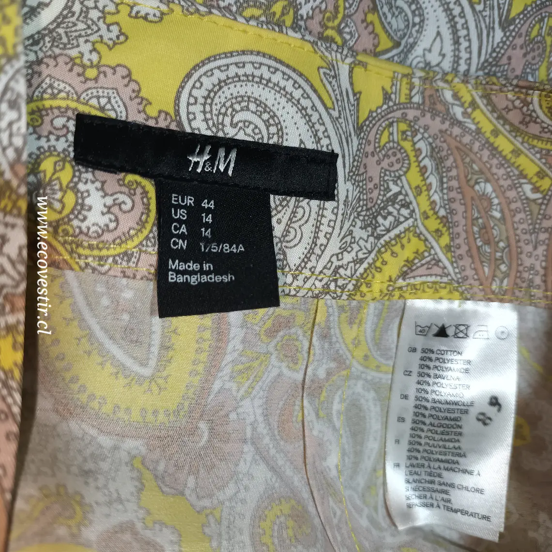 Falda H&M Mujer Estampada Paisley Amarilla Talla 44 5