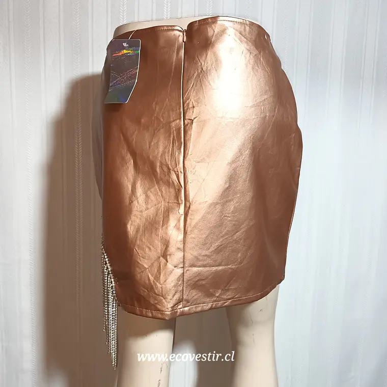 FALDA MUJER DORADA SAY WHAT TALLA XL 5