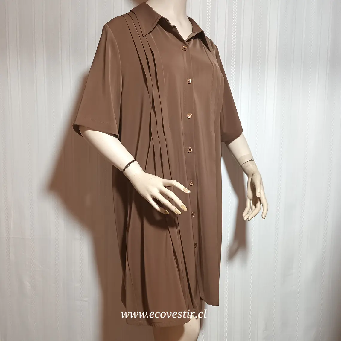 VESTIDO MUJER CAFE BOTONES SUSAN GRAVER TALLA XL 1