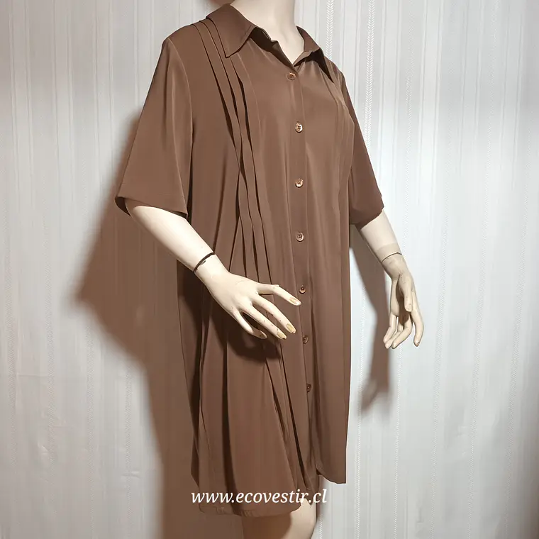 VESTIDO MUJER CAFE BOTONES SUSAN GRAVER TALLA XL 1