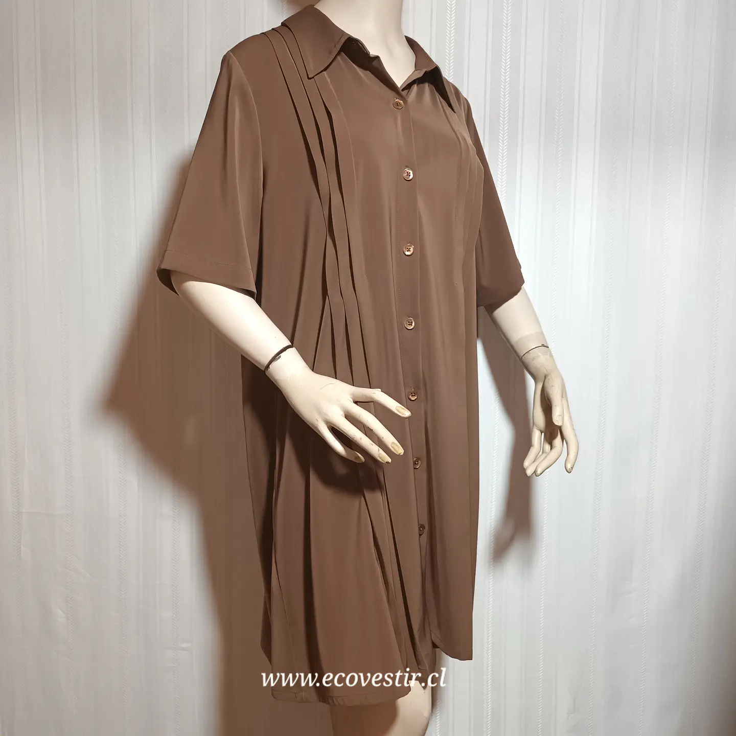 VESTIDO MUJER CAFE BOTONES SUSAN GRAVER TALLA XL 1