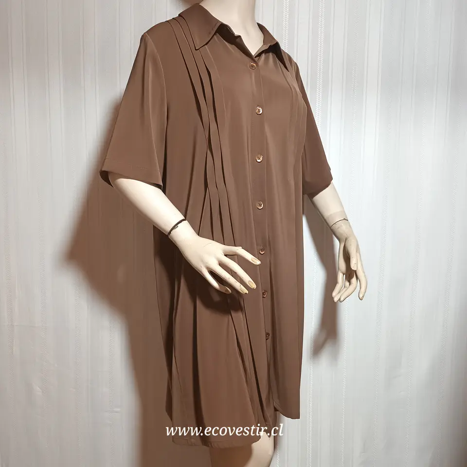 VESTIDO MUJER CAFE BOTONES SUSAN GRAVER TALLA XL 1