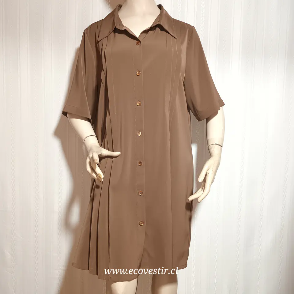 VESTIDO MUJER CAFE BOTONES SUSAN GRAVER TALLA XL 2