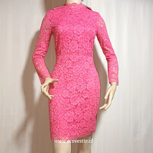 VESTIDO MUJER ENCAJE FUCSIA H&M TALLA 36
