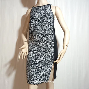 VESTIDO MUJER ESTAMPADO MANGO BL-NE / TALLA XS