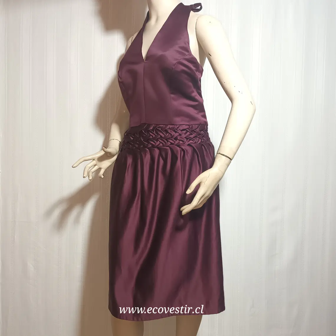 VESTIDO MUJER BURDEO FIESTA ESCOTE HALTER TALLA M 1