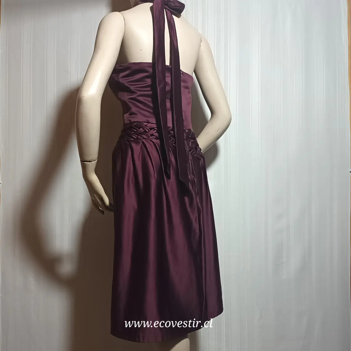 VESTIDO MUJER BURDEO FIESTA ESCOTE HALTER TALLA M 3