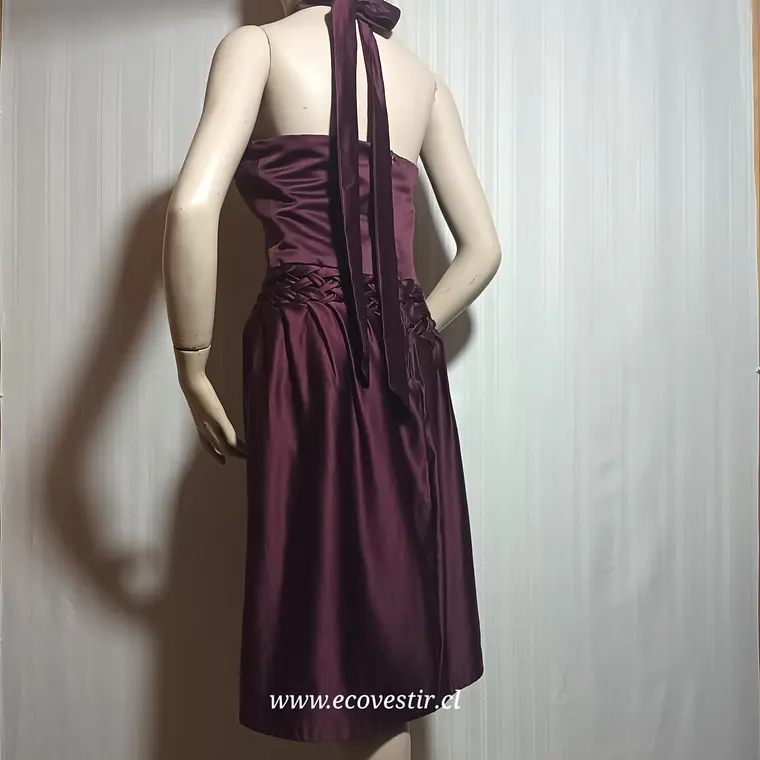 VESTIDO MUJER BURDEO FIESTA ESCOTE HALTER TALLA M 3