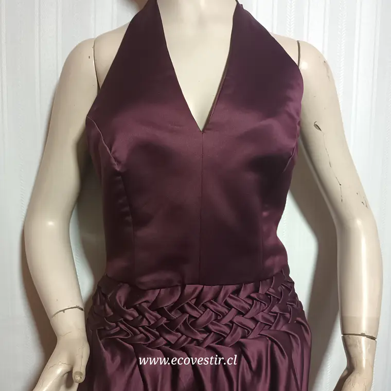 VESTIDO MUJER BURDEO FIESTA ESCOTE HALTER TALLA M 4