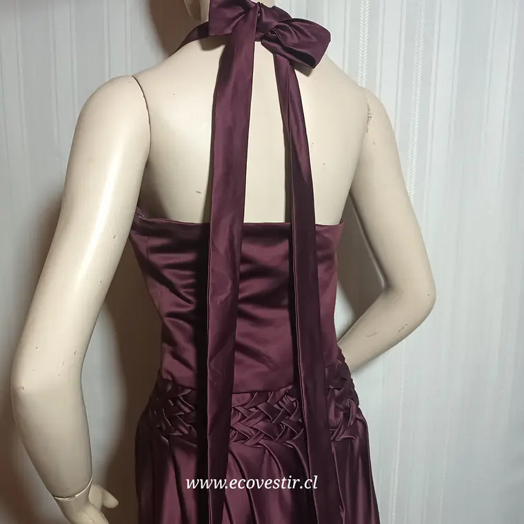 VESTIDO MUJER BURDEO FIESTA ESCOTE HALTER TALLA M 5