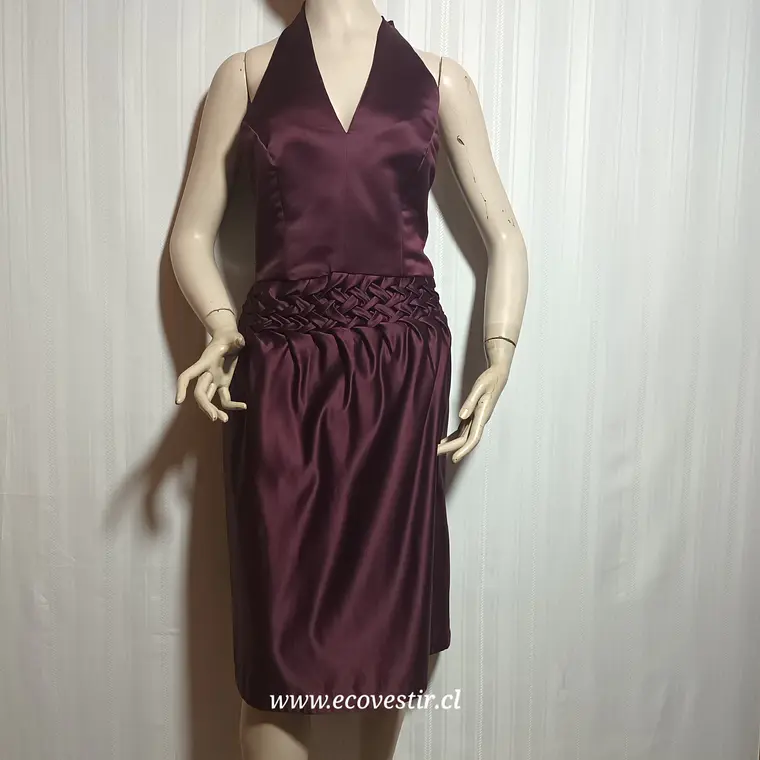 VESTIDO MUJER BURDEO FIESTA ESCOTE HALTER TALLA M 2