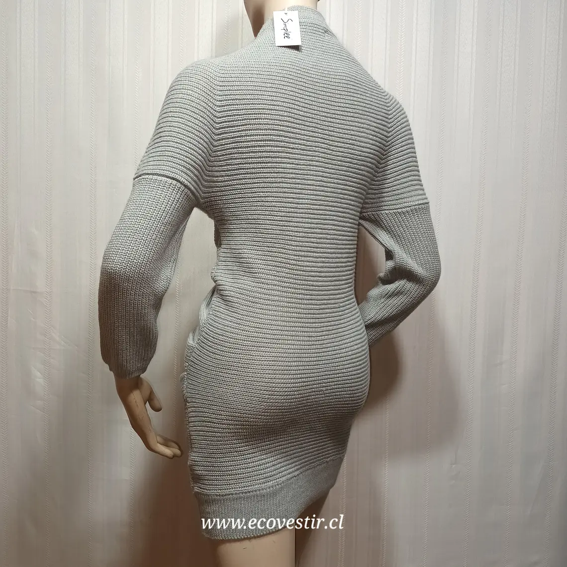 Vestido Tejido Cruzado Mujer Simplee Gris Talla M -L  4