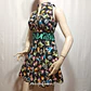 Vestido Cuello Alto Estampado Cangrejo Negro Mujer Talla M - Miniatura 3