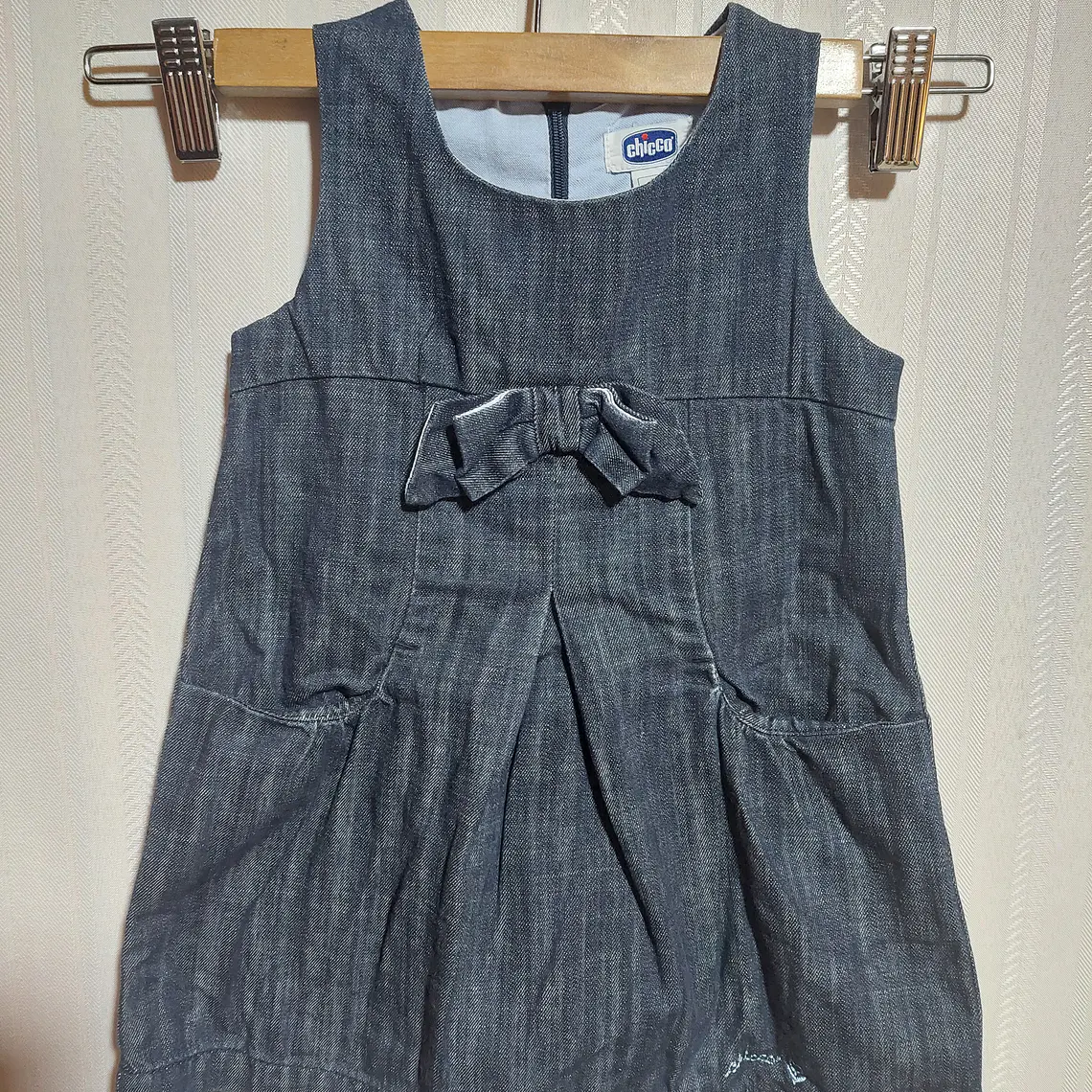Vestido Niña Mezclilla Azul con Lazo Frontal  CHICCO Talla  24M 3