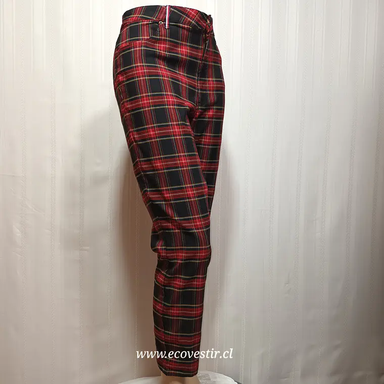 Pantalón Mujer Cuadrillé Rojo y Negro Tommy Hilfiger Talla 16 1