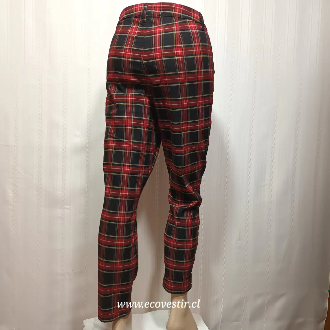 Pantalón Mujer Cuadrillé Rojo y Negro Tommy Hilfiger Talla 16 4