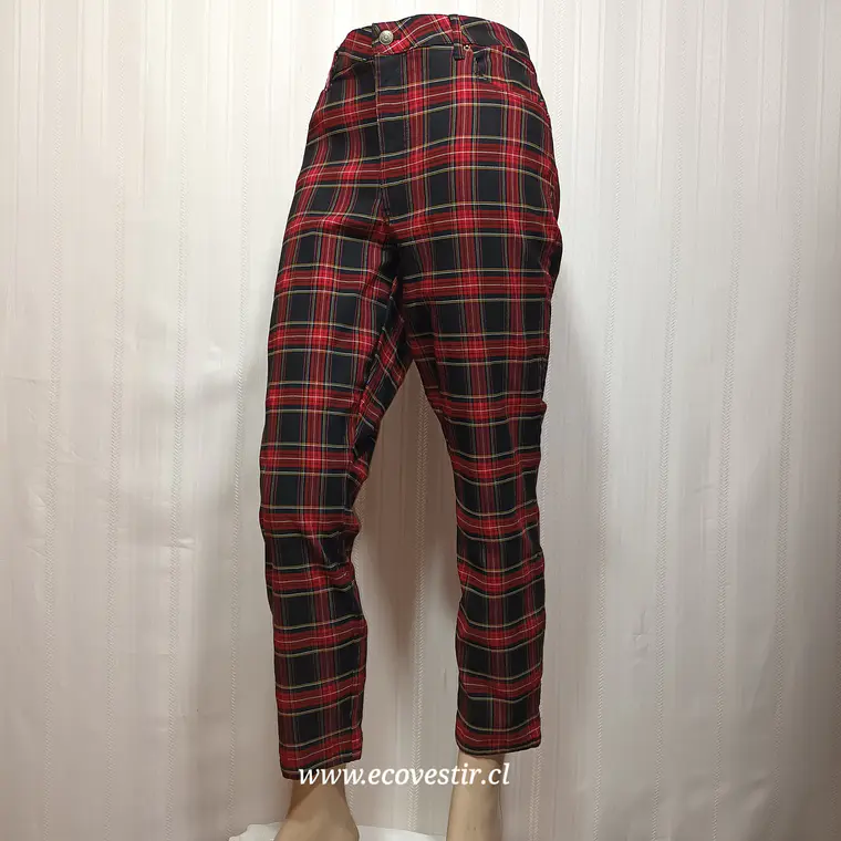 Pantalón Mujer Cuadrillé Rojo y Negro Tommy Hilfiger Talla 16 3