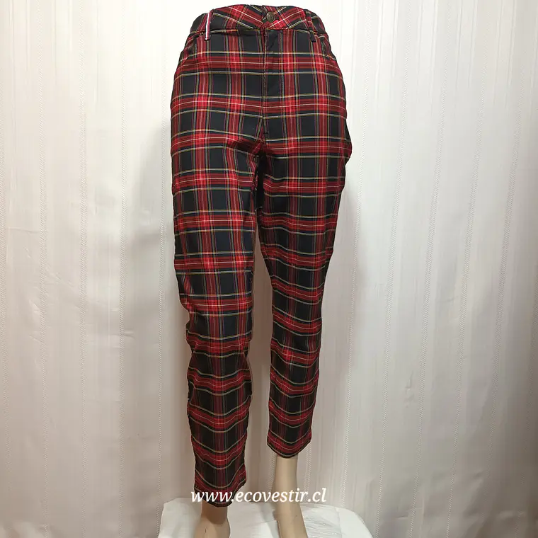Pantalón Mujer Cuadrillé Rojo y Negro Tommy Hilfiger Talla 16 2