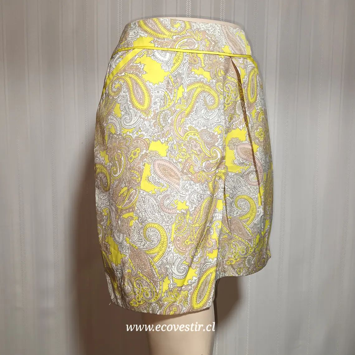 Falda H&M Mujer Estampada Paisley Amarilla Talla 44 1