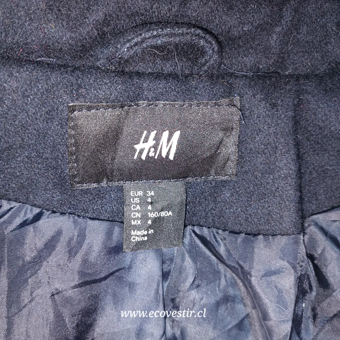 Blazer H&M Azul Marino Mujer con Detalles Dorados Talla 34 5