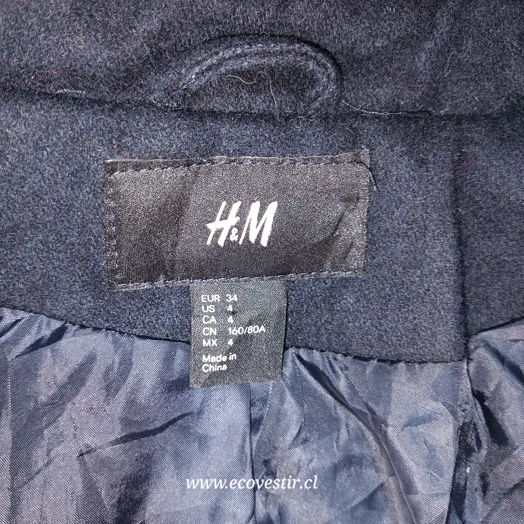 Blazer H&M Azul Marino Mujer con Detalles Dorados Talla 34 5