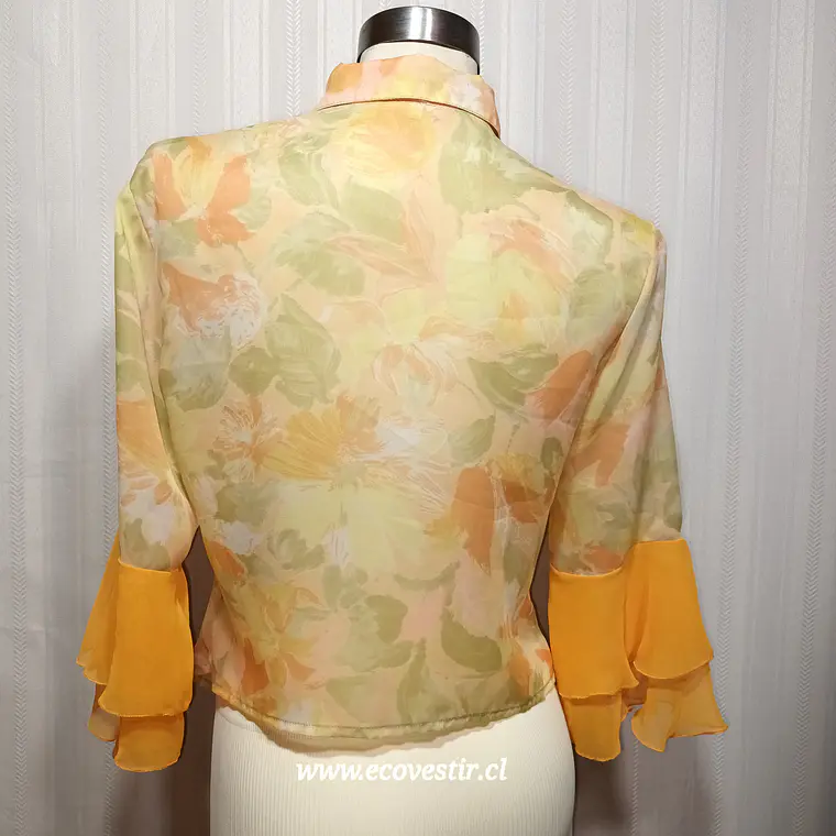 Blusa Mujer Estampada Floral con Volante Talla M 4
