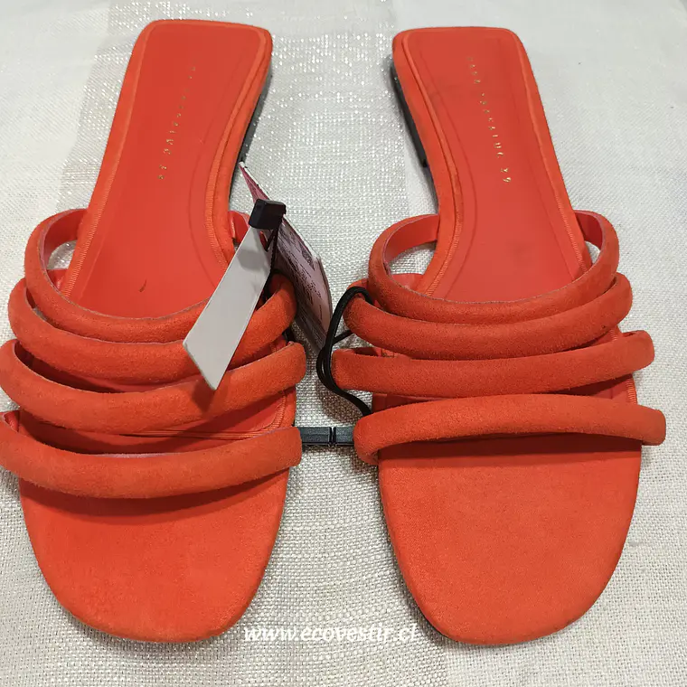Sandalia Mujer Sin Talon Zara Trafaluc Color Sandia Talla 39 1