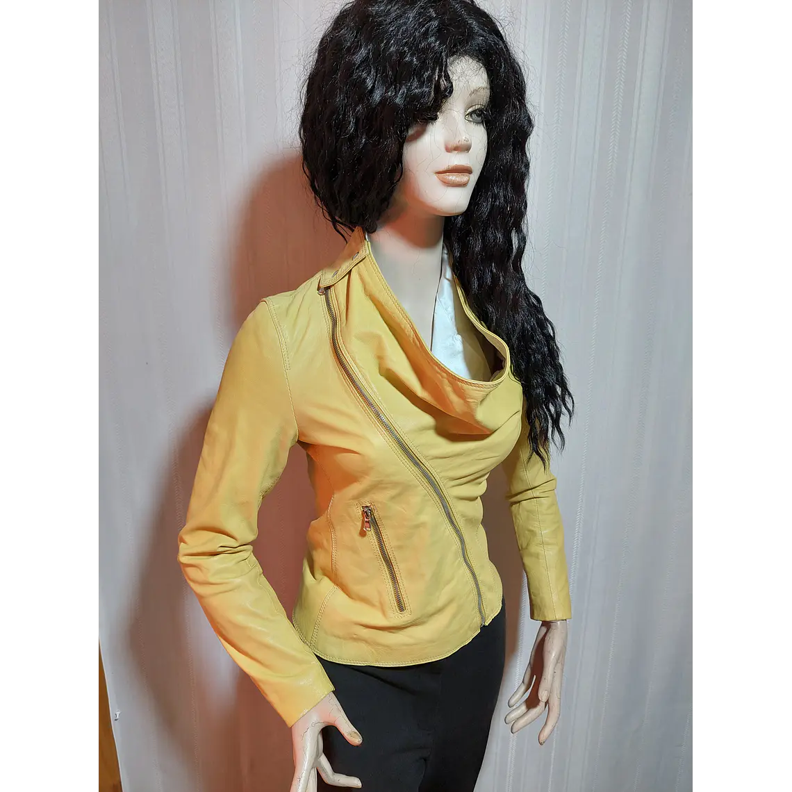 Chaqueta Cuero Genuino Barone Mujer Talla S 1