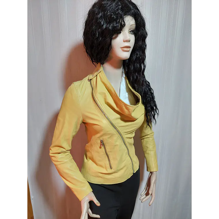 Chaqueta Cuero Genuino Barone Mujer Talla S 1