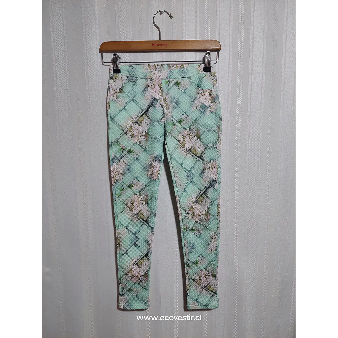 Calza Niña Floral Verde Agua Texturizada FUN & FUN Talla 8A 1