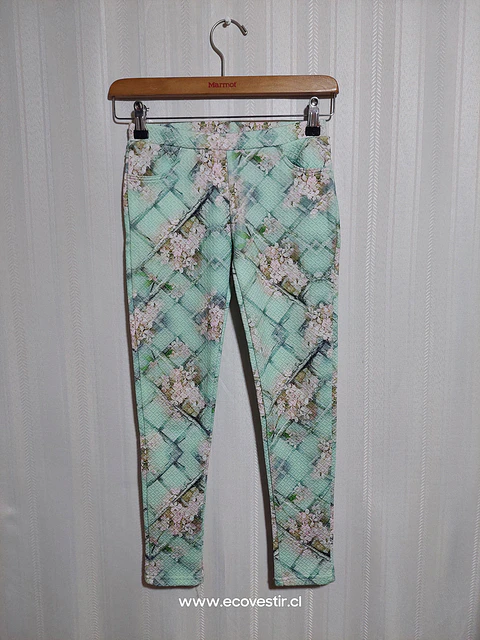 Calza Niña Floral Verde Agua Texturizada FUN & FUN Talla 8A