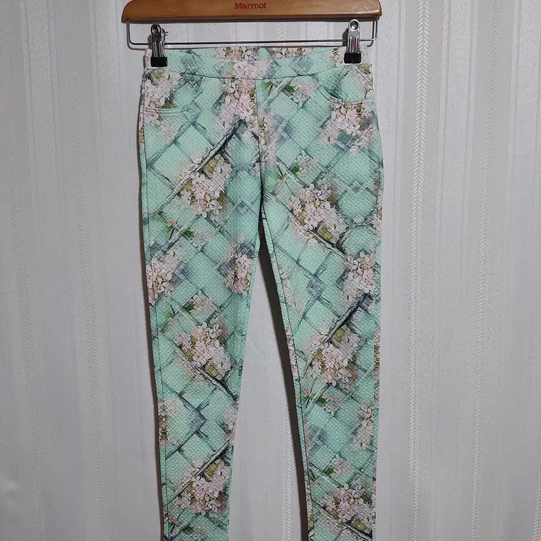 Calza Niña Floral Verde Agua Texturizada FUN & FUN Talla 8A 1