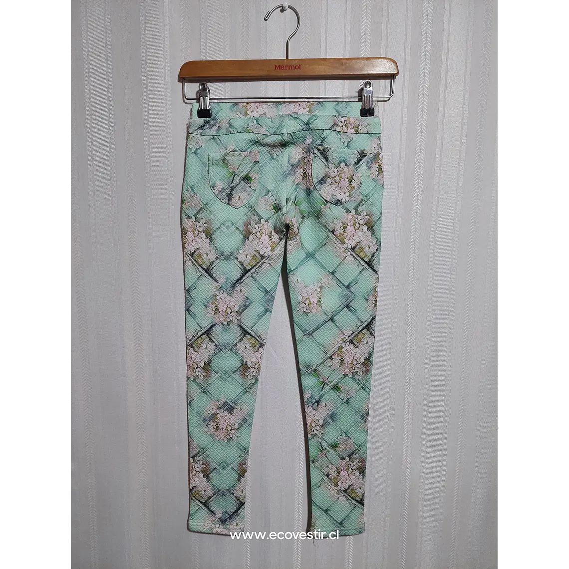 Calza Niña Floral Verde Agua Texturizada FUN & FUN Talla 8A 2