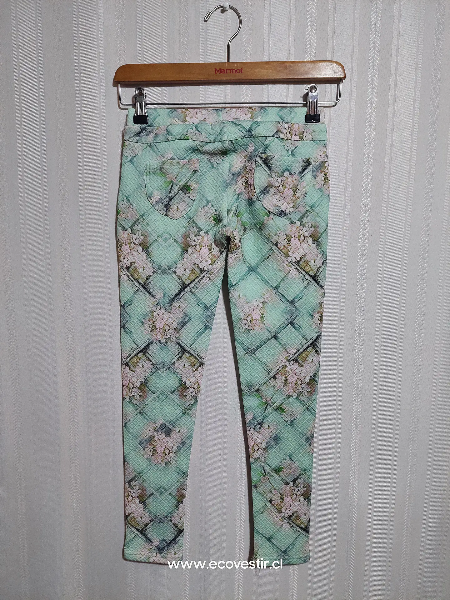 Calza Niña Floral Verde Agua Texturizada FUN & FUN Talla 8A 2