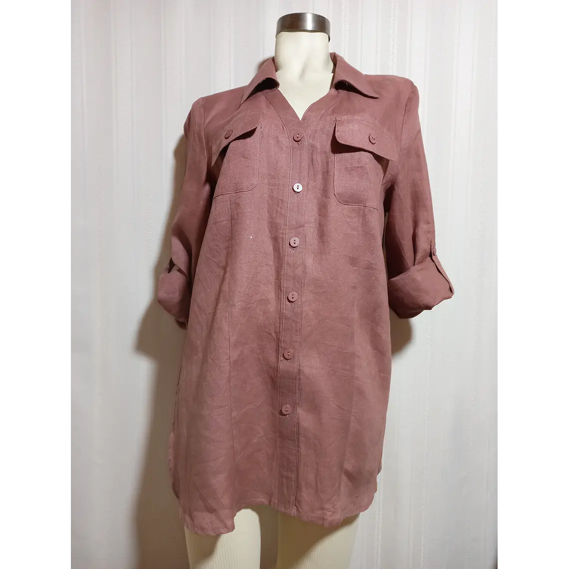 Blusa Lino Rosa Viejo Carole Little Talla XL 1