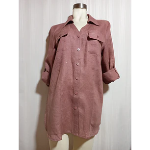Blusa de Lino Rosa Viejo Carole Little Talla XL