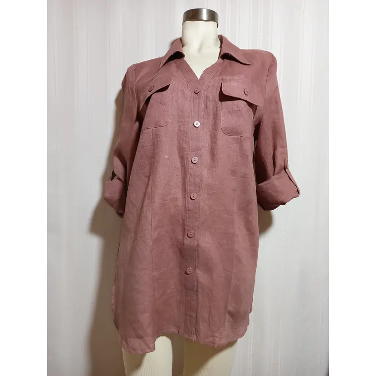 Blusa Lino Rosa Viejo Carole Little Talla XL 1