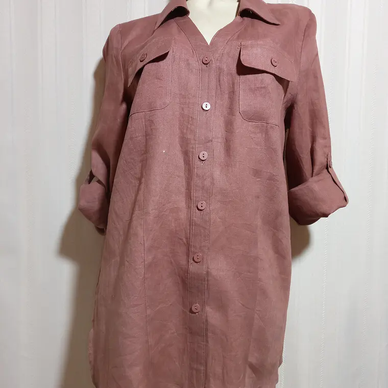 Blusa de Lino Rosa Viejo Carole Little Talla XL 1