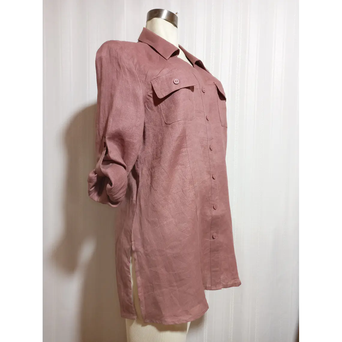 Blusa Lino Rosa Viejo Carole Little Talla XL 2