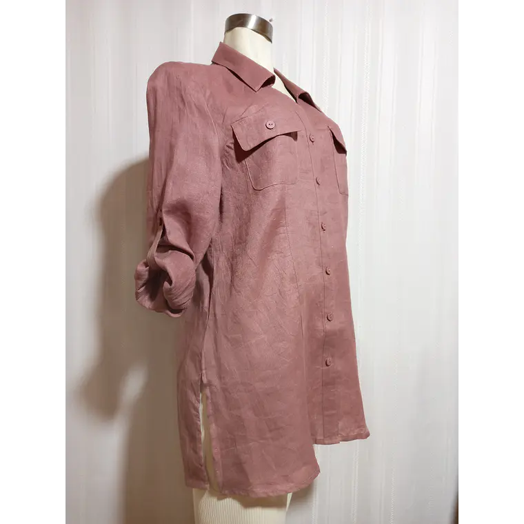 Blusa Lino Rosa Viejo Carole Little Talla XL 2