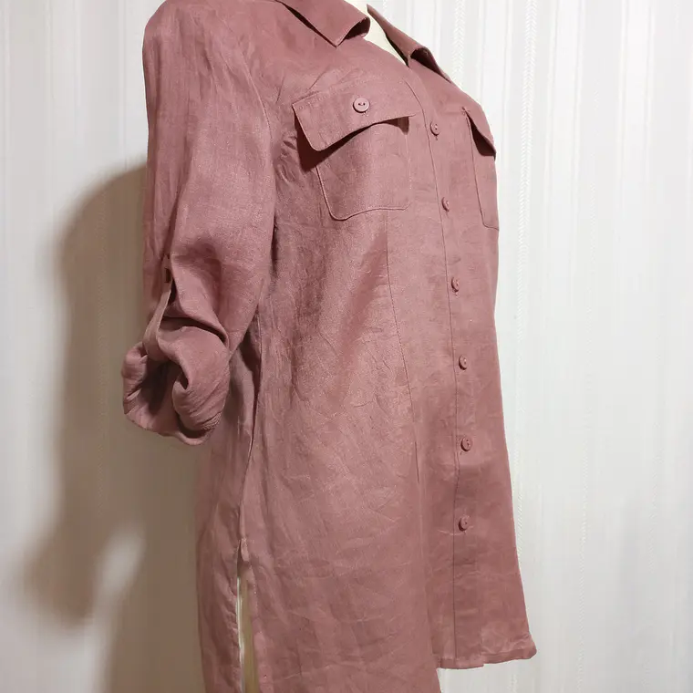 Blusa de Lino Rosa Viejo Carole Little Talla XL 2