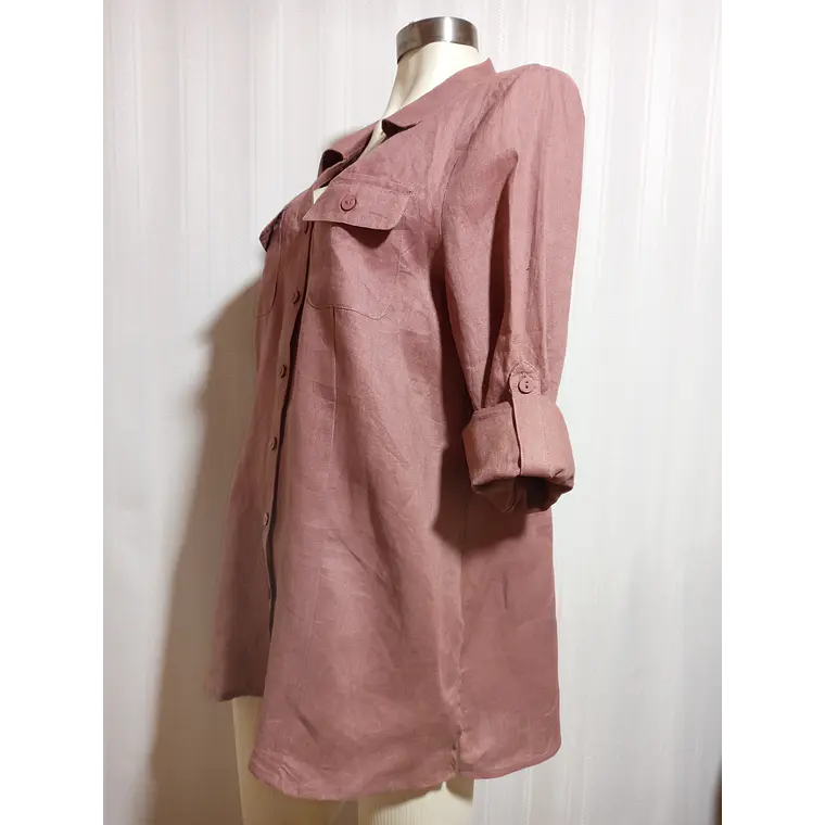 Blusa Lino Rosa Viejo Carole Little Talla XL 3