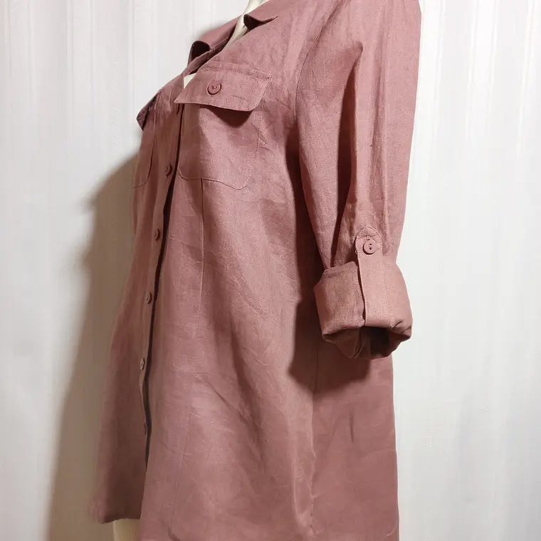 Blusa de Lino Rosa Viejo Carole Little Talla XL 3