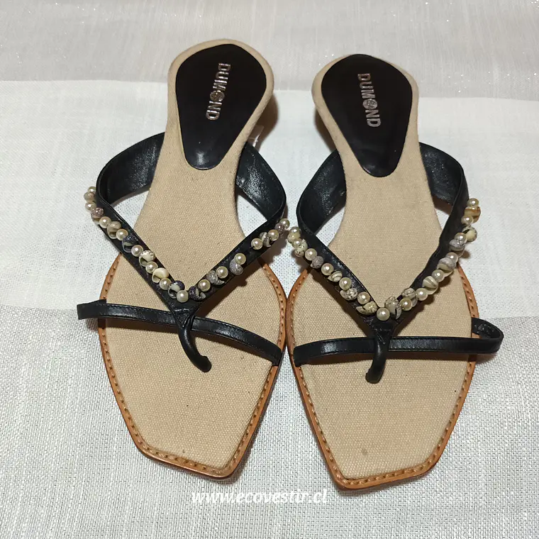 Sandalia Mujer Cuero Dumond Negro Talla 39  2
