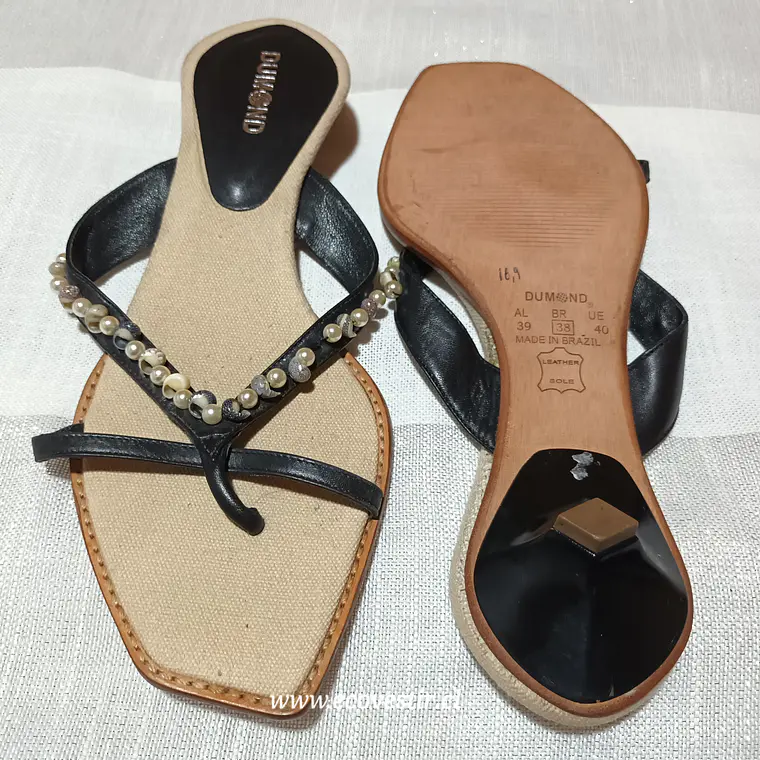 Sandalia Mujer Cuero Dumond Negro Talla 39  3