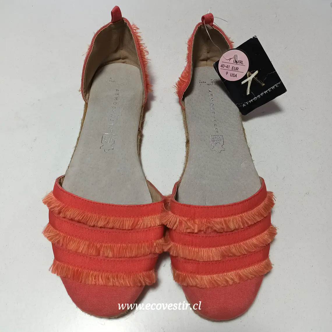 Sandalia Mujer Coral  con Flecos Talon Cuña Atmosphere Talla 40 1