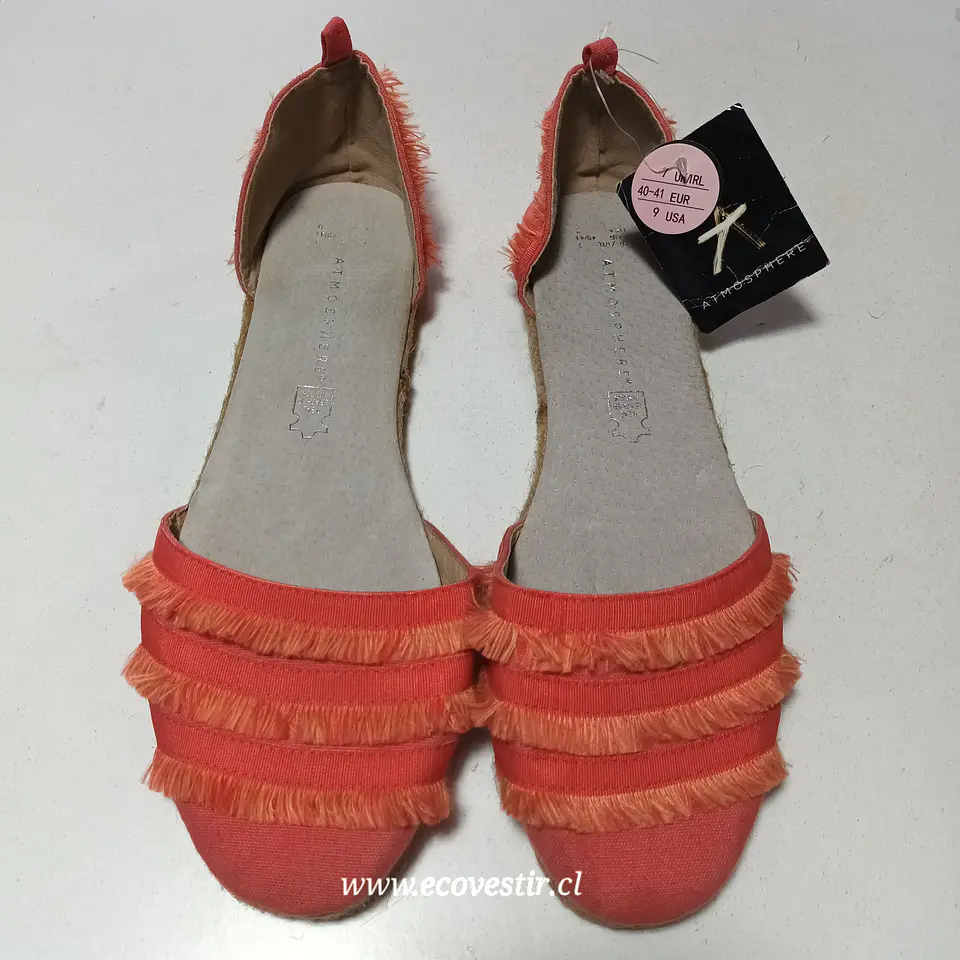 Sandalia Mujer Coral  con Flecos Talon Cuña Atmosphere Talla 40 1