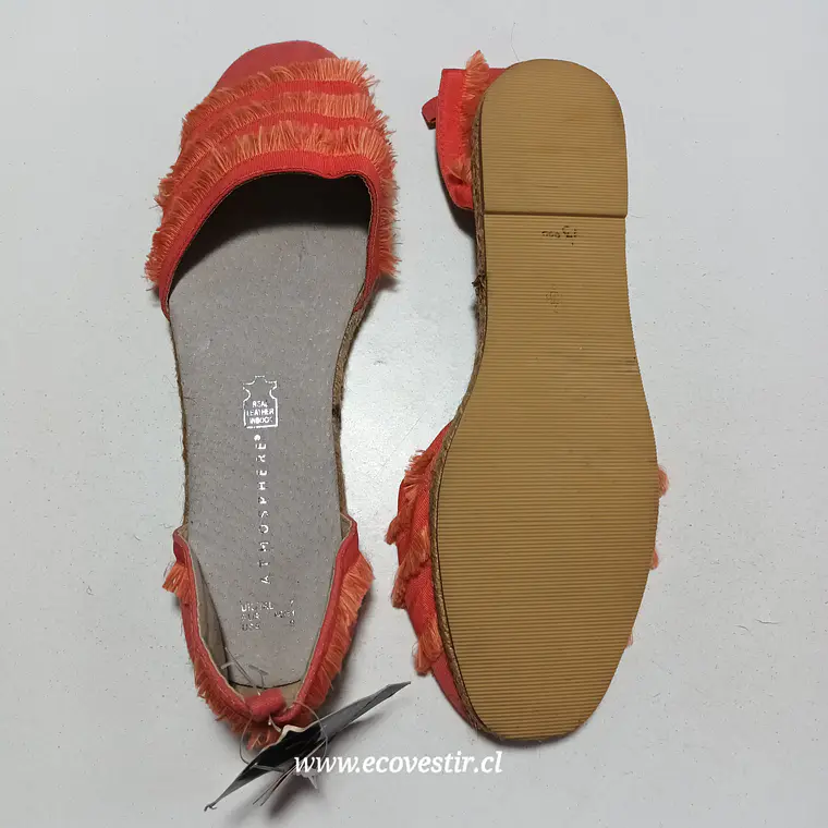 Sandalia Mujer Coral  con Flecos Talon Cuña Atmosphere Talla 40 5